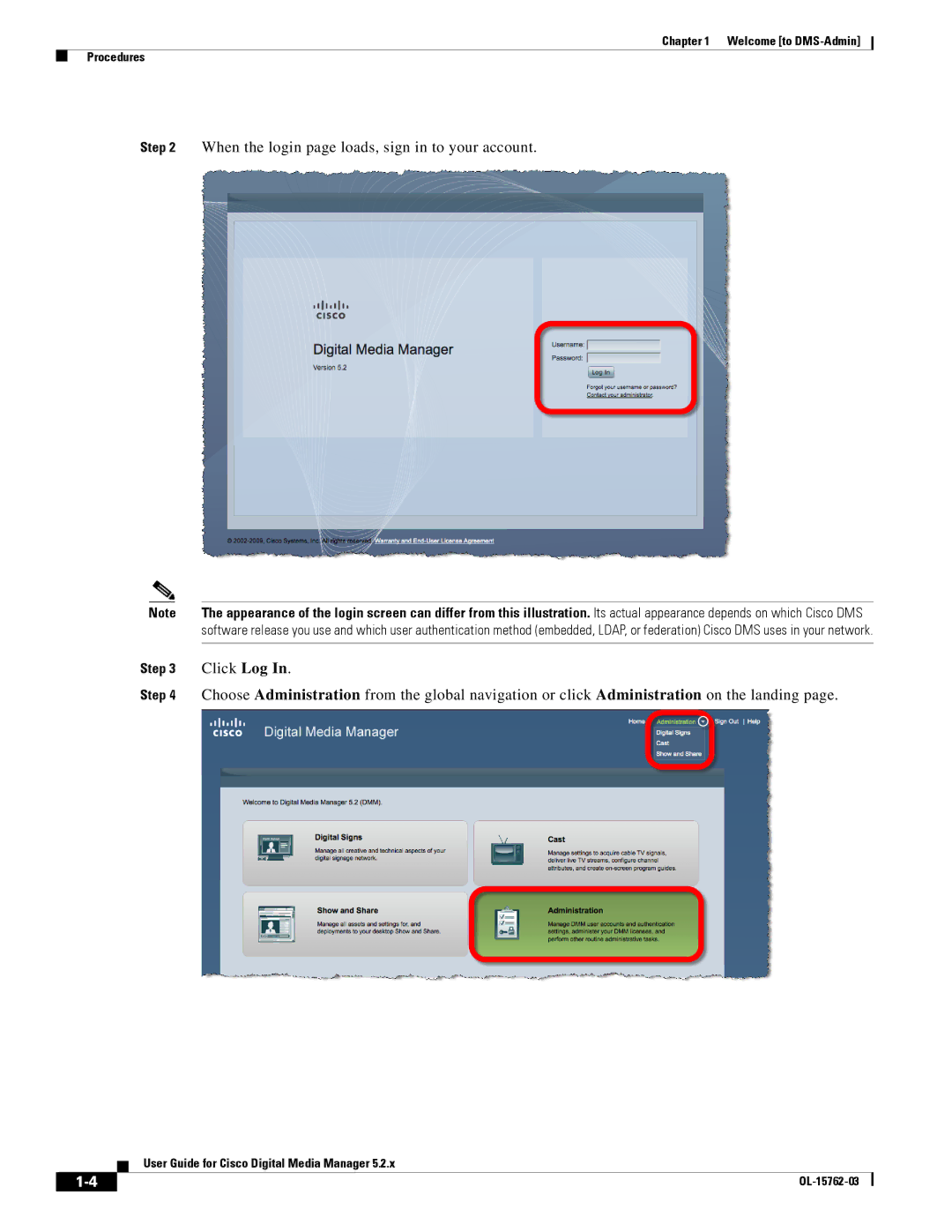 Cisco Systems 5.2.x manual When the login page loads, sign in to your account, Click Log 