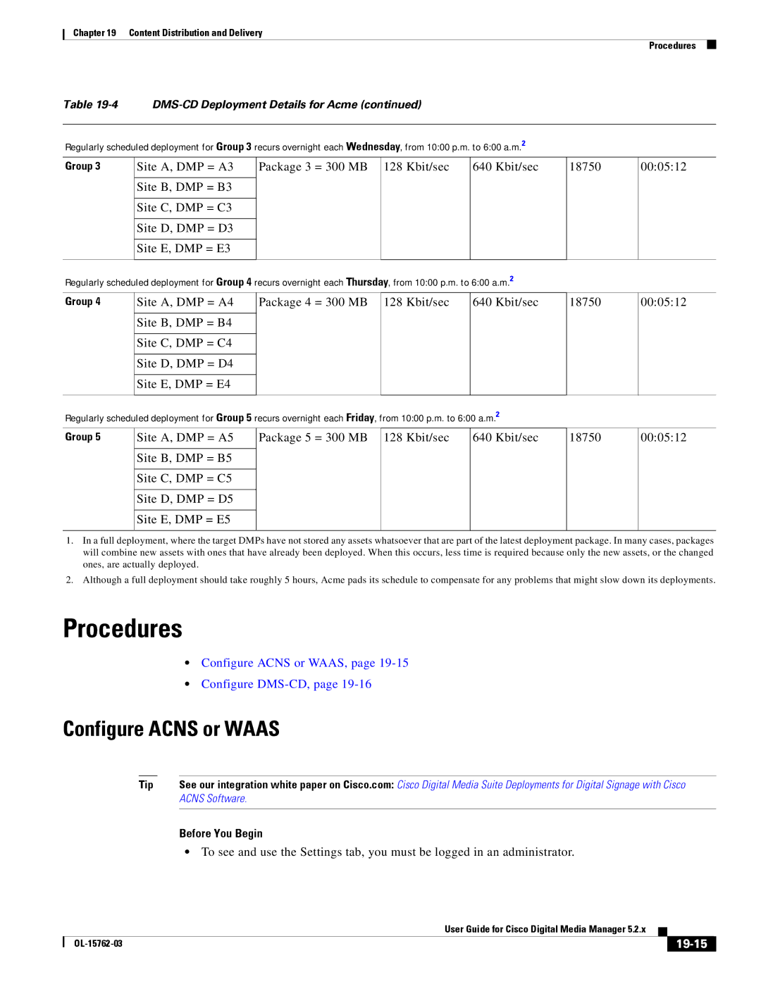 Cisco Systems 5.2.x manual Configure Acns or Waas, 19-15 