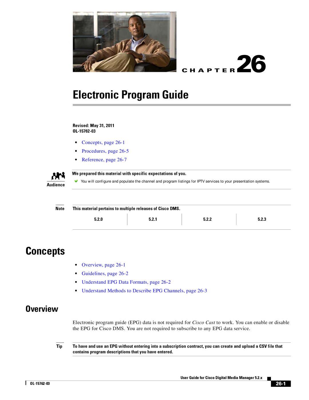 Cisco Systems 5.2.x manual Electronic Program Guide, 26-1, Contains program descriptions that you have entered 