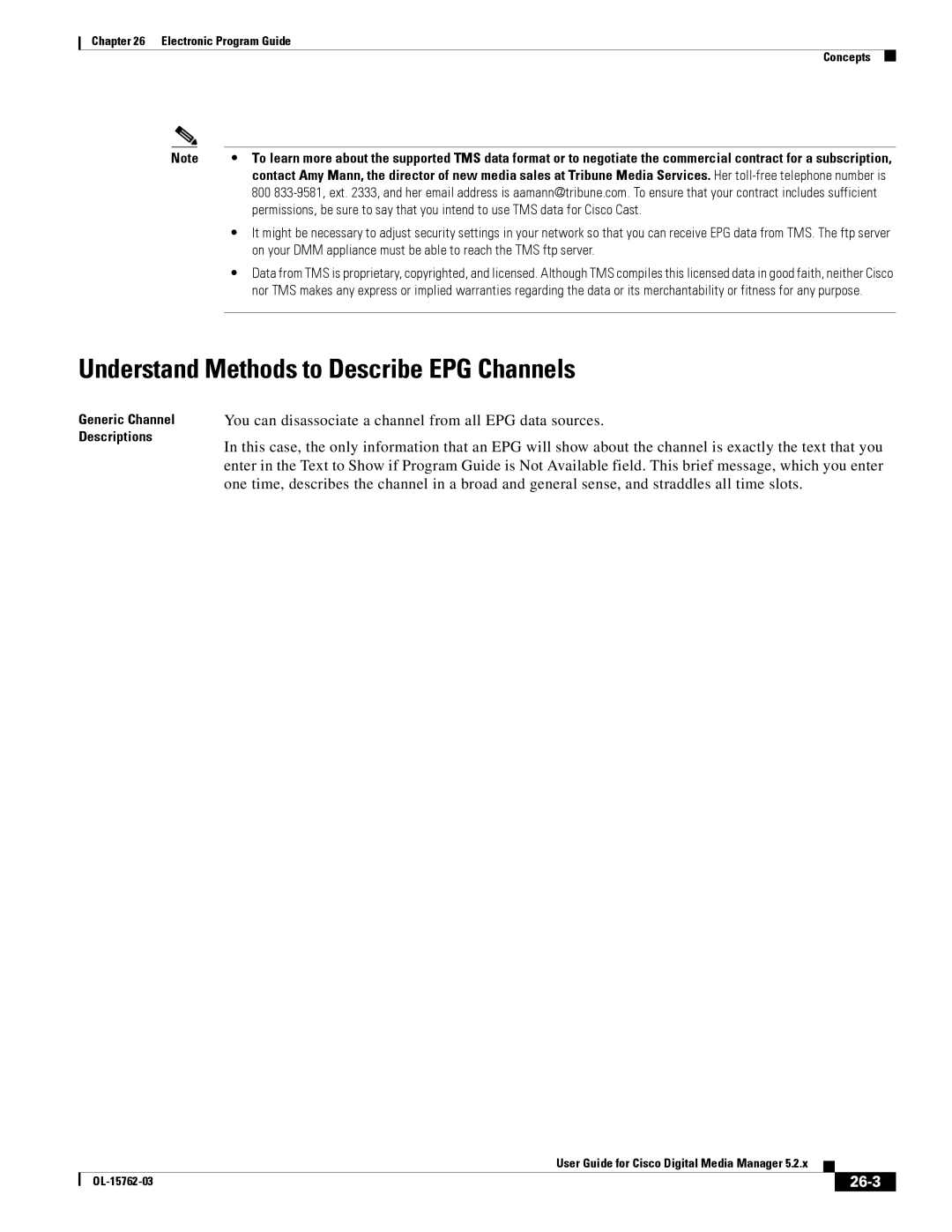 Cisco Systems 5.2.x manual Understand Methods to Describe EPG Channels, 26-3 