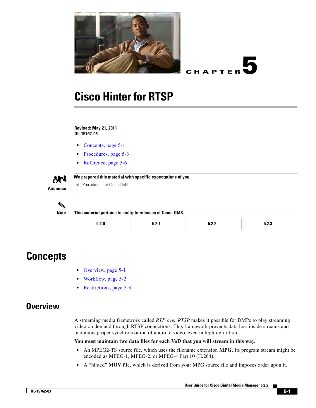 Cisco Systems 5.2.x manual Cisco Hinter for Rtsp, Overview 