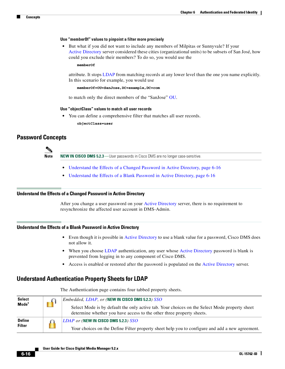 Cisco Systems 5.2.x manual Password Concepts, Understand Authentication Property Sheets for Ldap 