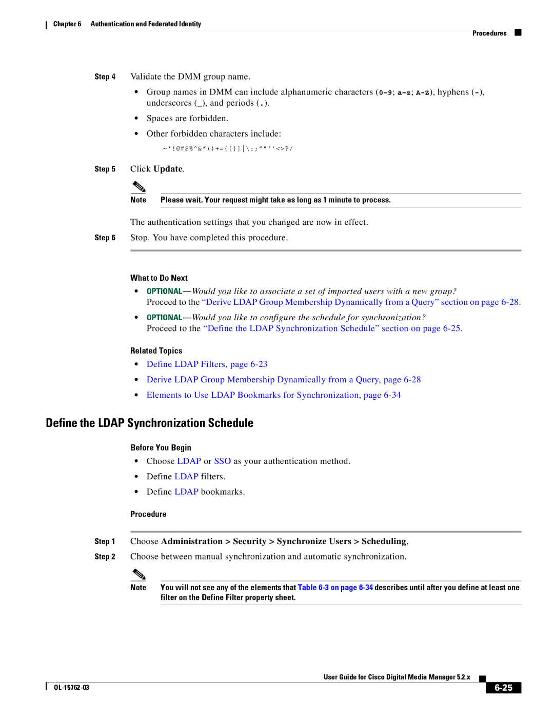 Cisco Systems 5.2.x Define the Ldap Synchronization Schedule, Choose Administration Security Synchronize Users Scheduling 