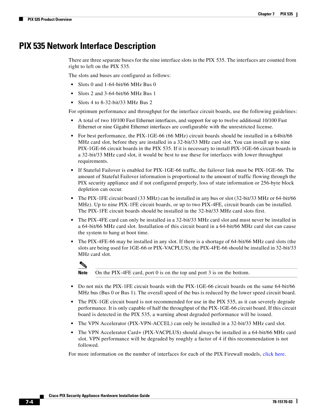 Cisco Systems user service PIX 535 Network Interface Description 