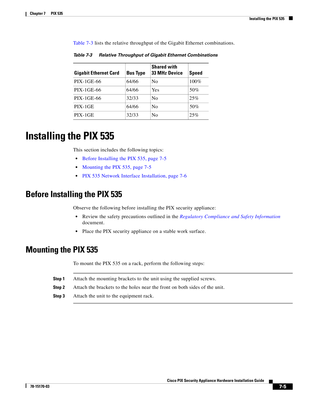 Cisco Systems 535 user service Before Installing the PIX, Mounting the PIX 