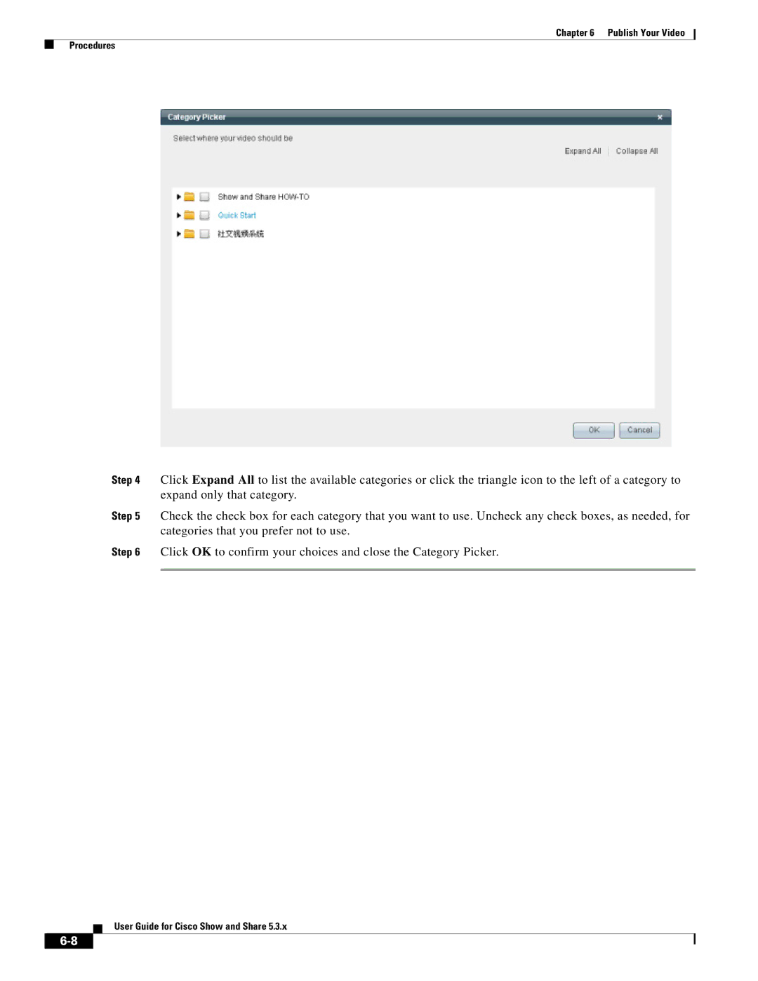 Cisco Systems 5.3.x manual Publish Your Video Procedures 