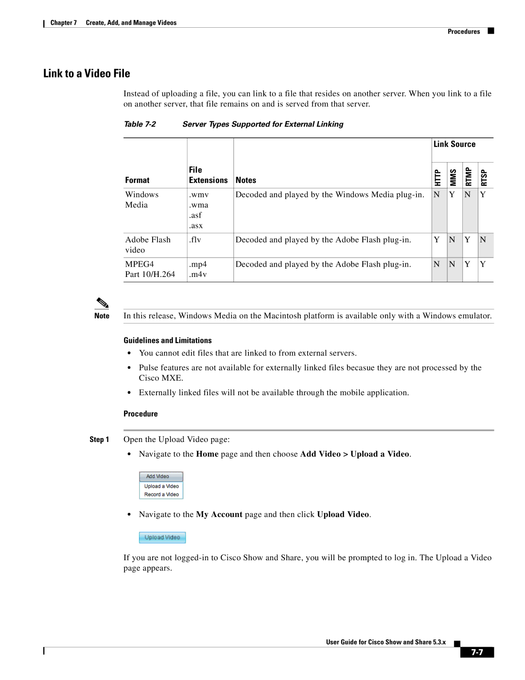 Cisco Systems 5.3.x manual Link to a Video File, Format Extensions 