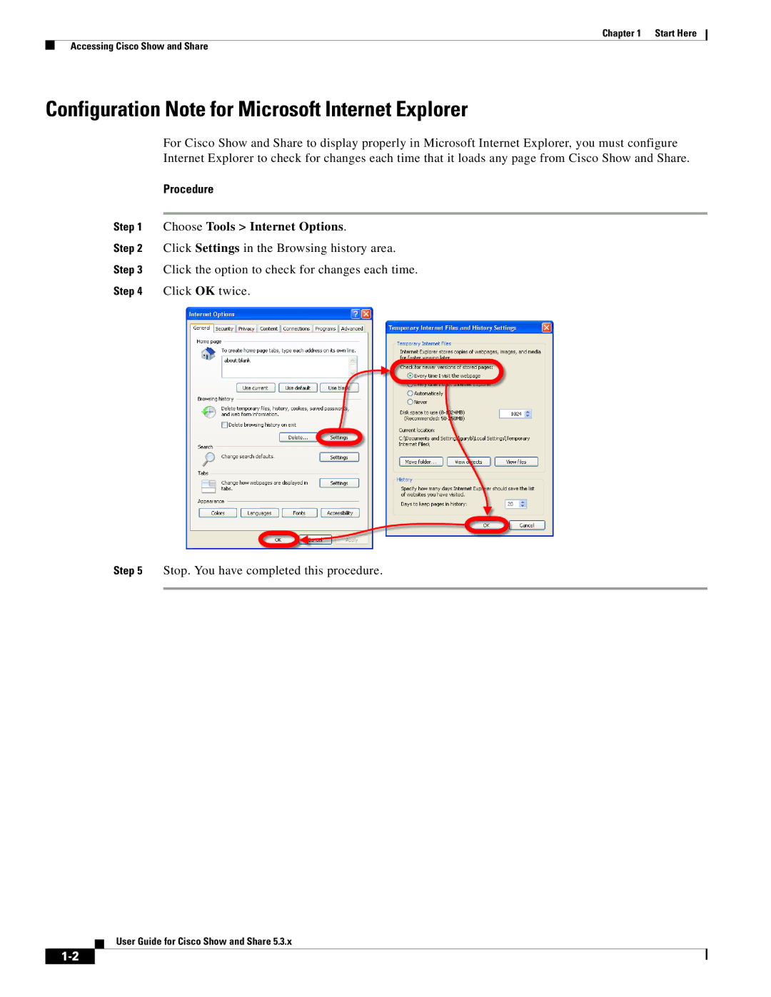 Cisco Systems 5.3.x manual Configuration Note for Microsoft Internet Explorer, Procedure, Choose Tools Internet Options 