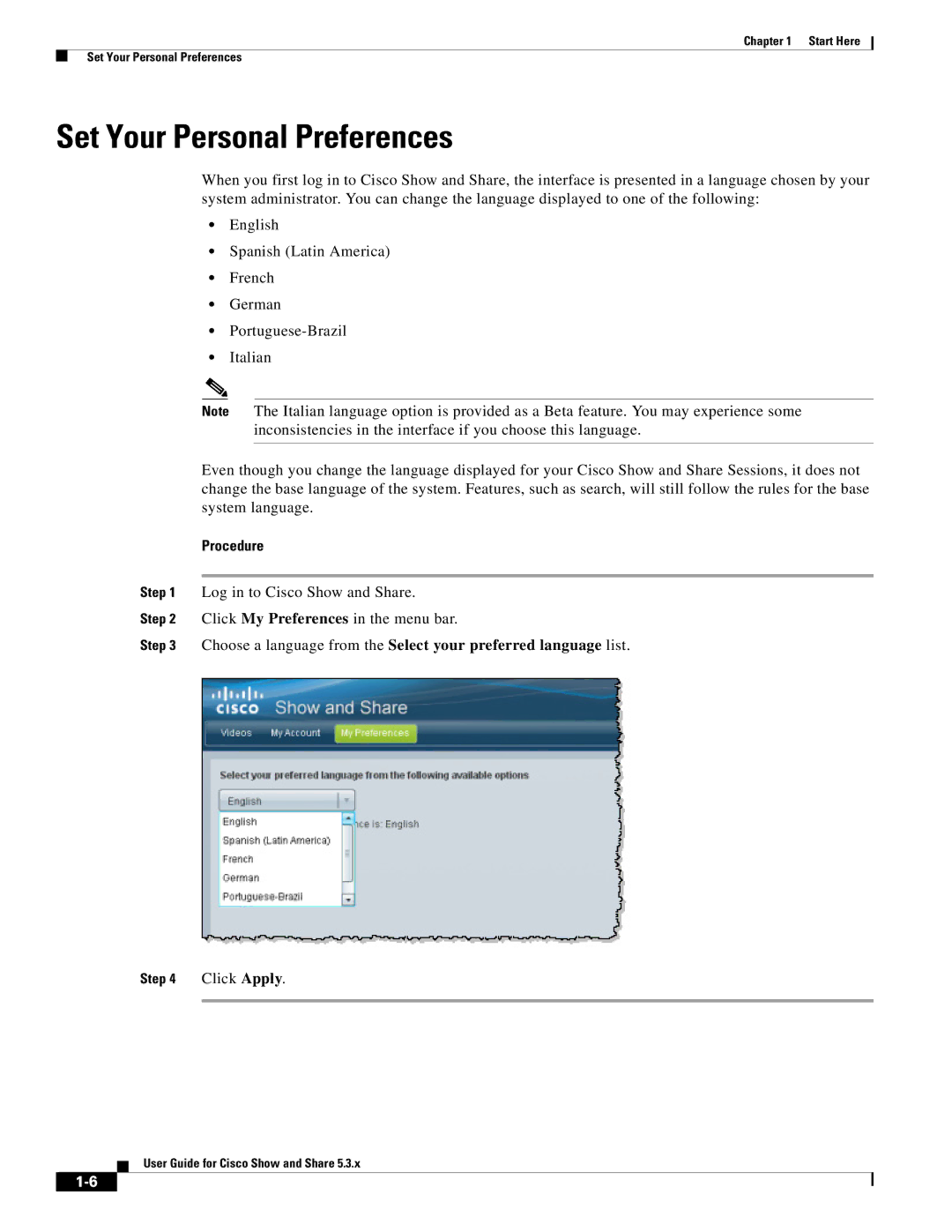 Cisco Systems 5.3.x manual Set Your Personal Preferences, Procedure 