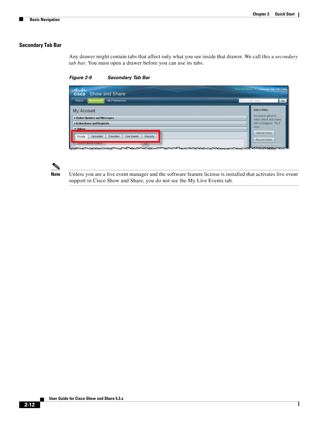 Cisco Systems 5.3.x manual Secondary Tab Bar 