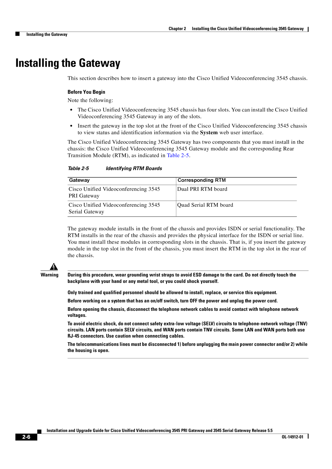 Cisco Systems 545 Serial manual Installing the Gateway, Before You Begin 