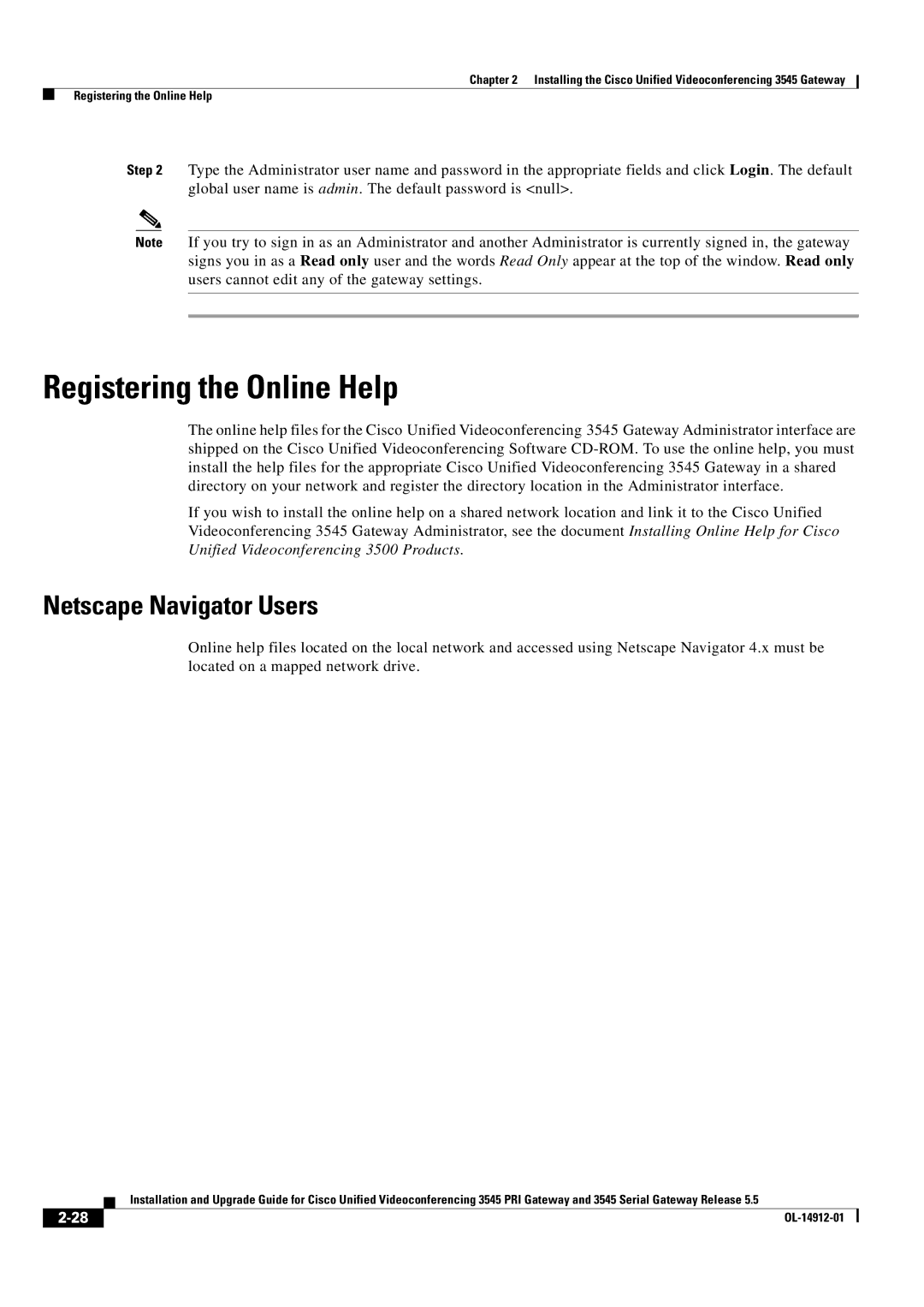 Cisco Systems 545 Serial manual Registering the Online Help, Netscape Navigator Users 