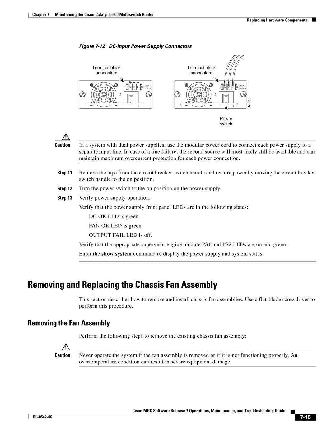 Cisco Systems 5500 manual Removing and Replacing the Chassis Fan Assembly, Removing the Fan Assembly 