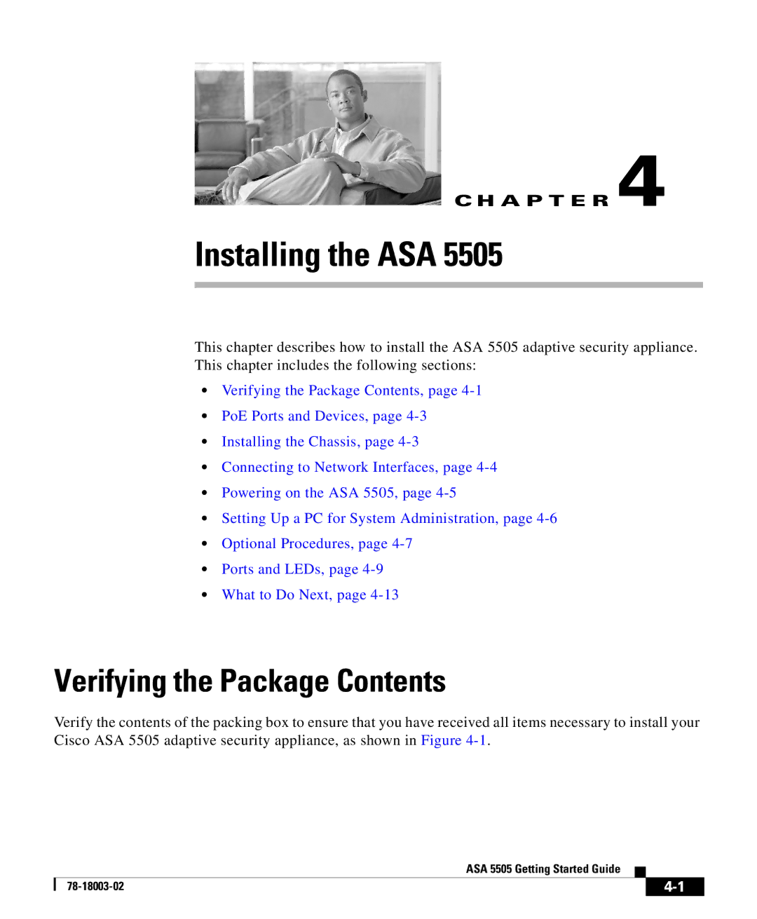 Cisco Systems 5505 manual Installing the ASA, Verifying the Package Contents 