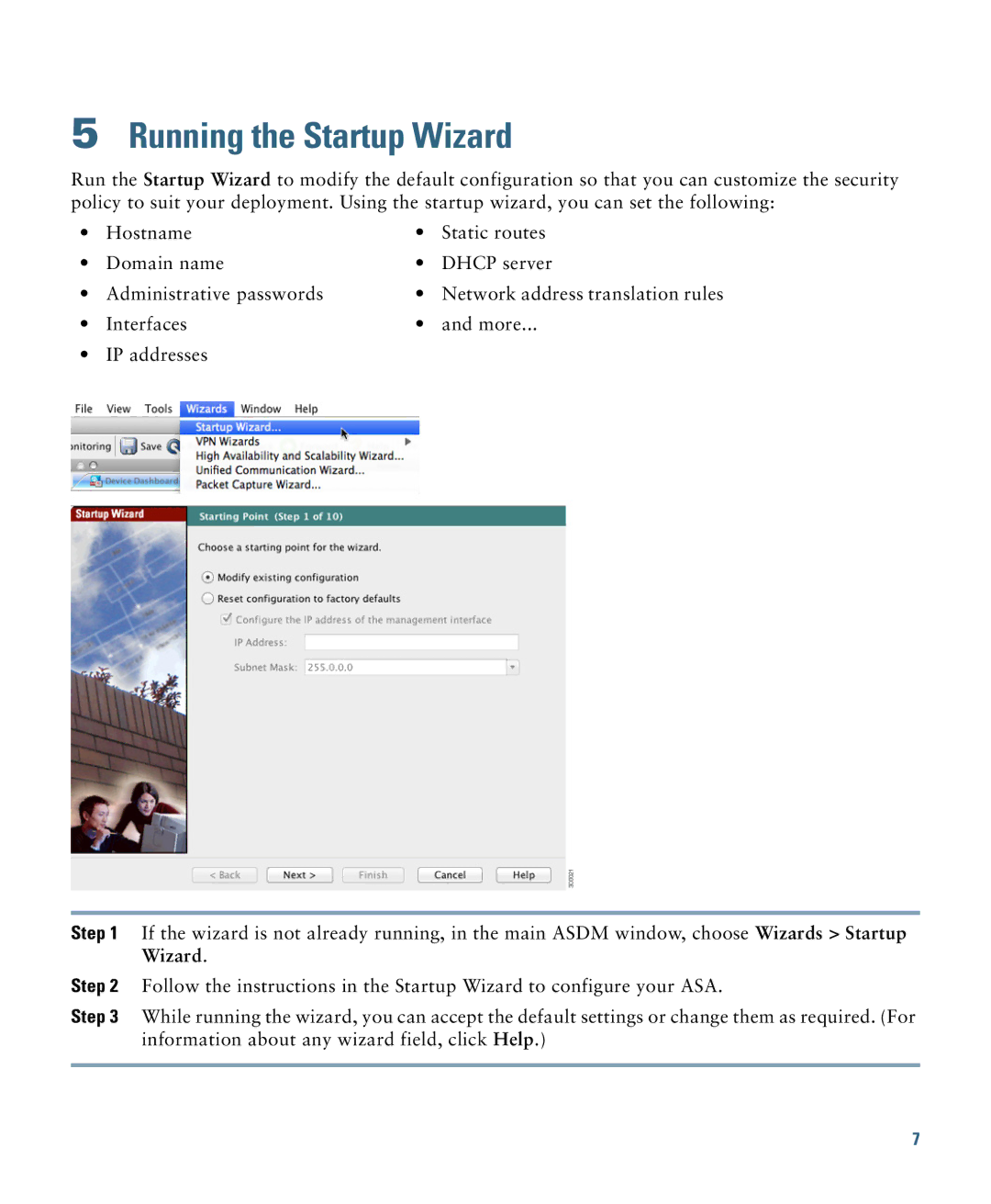 Cisco Systems ASA 5515X, 5525XW750, ASA5512K9, ASA 5512X quick start Running the Startup Wizard 