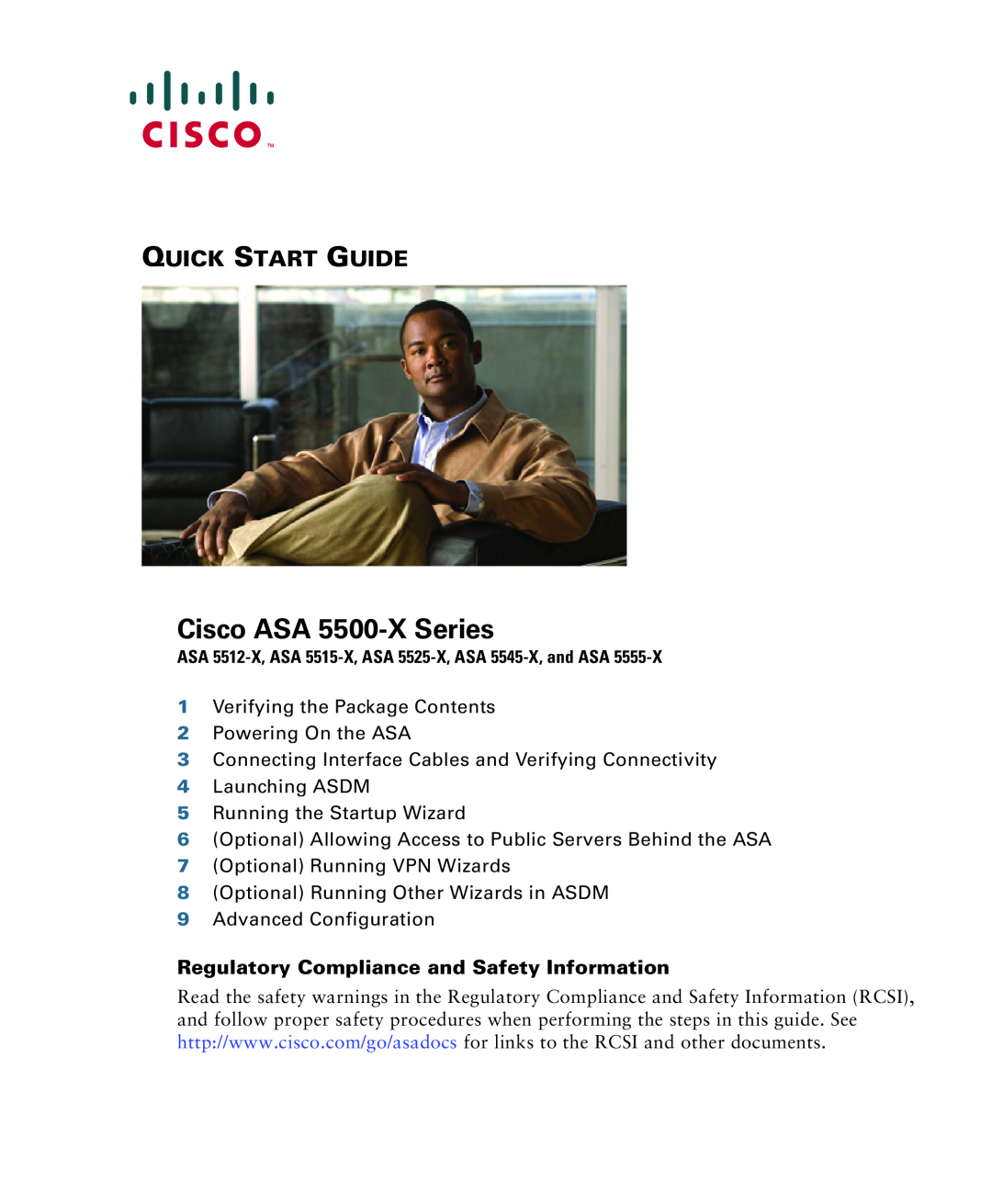 Cisco Systems ASA5512K9, 5525XW750, ASA 5512X, ASA 5515X quick start Cisco ASA 5500-X Series, Quick Start Guide 