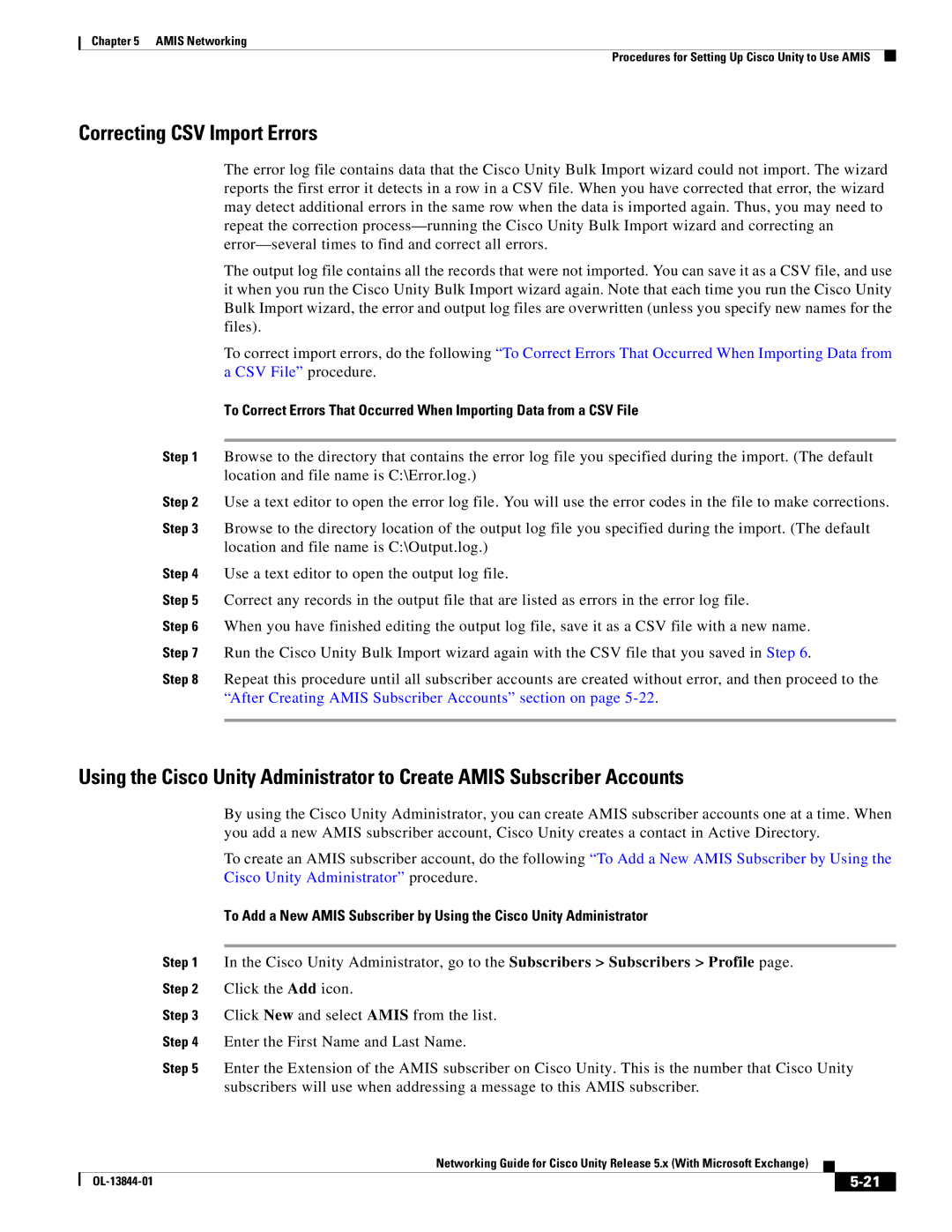 Cisco Systems 5.x manual Correcting CSV Import Errors 