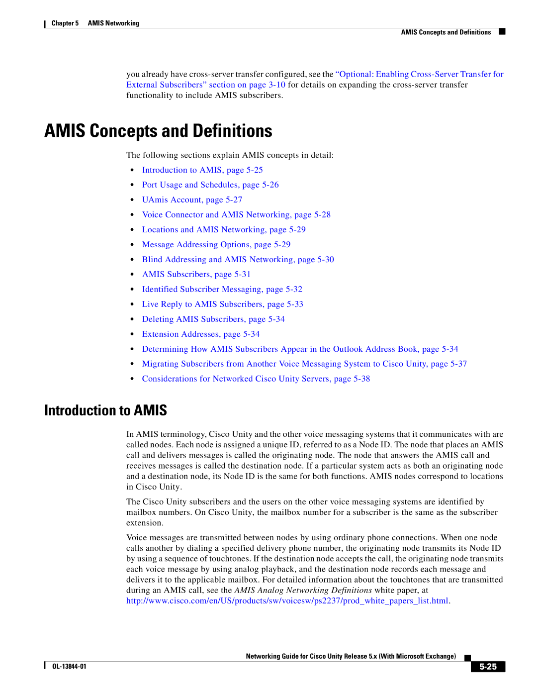 Cisco Systems 5.x manual Amis Concepts and Definitions, Introduction to Amis 