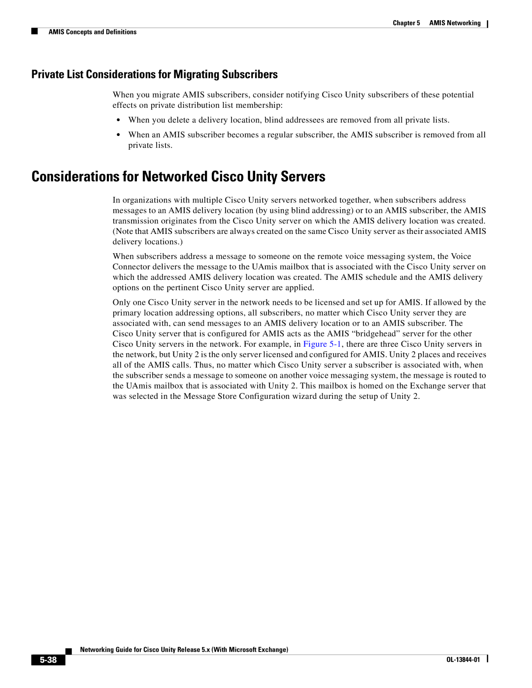 Cisco Systems 5.x Considerations for Networked Cisco Unity Servers, Private List Considerations for Migrating Subscribers 