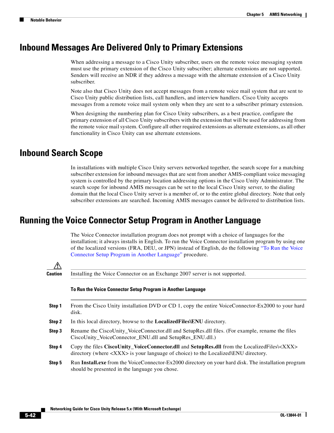 Cisco Systems 5.x manual Inbound Messages Are Delivered Only to Primary Extensions, Inbound Search Scope 