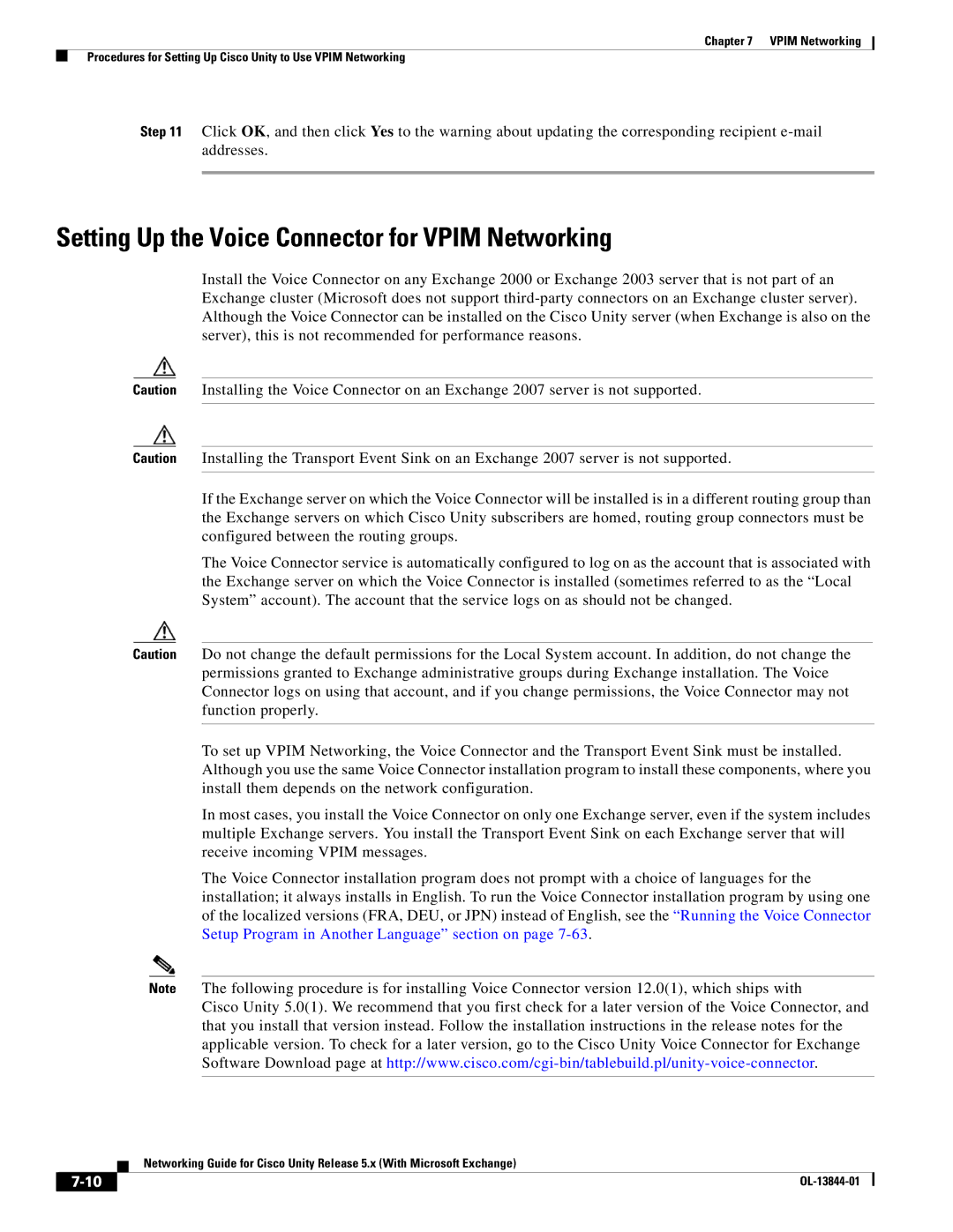 Cisco Systems 5.x manual Setting Up the Voice Connector for Vpim Networking 