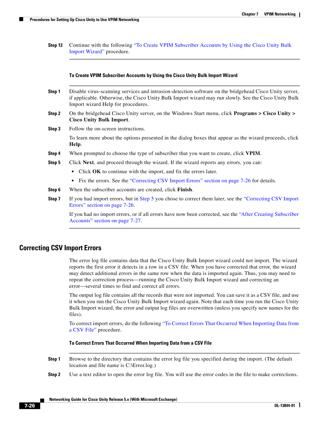 Cisco Systems 5.x manual Correcting CSV Import Errors 