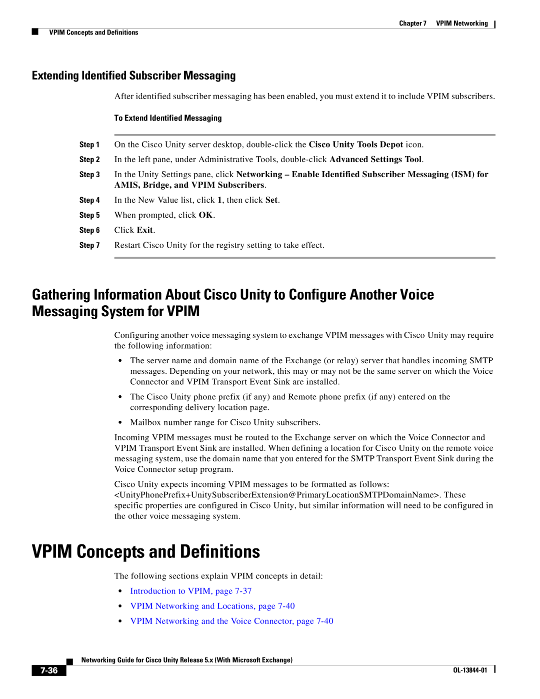 Cisco Systems 5.x manual Vpim Concepts and Definitions, Extending Identified Subscriber Messaging 