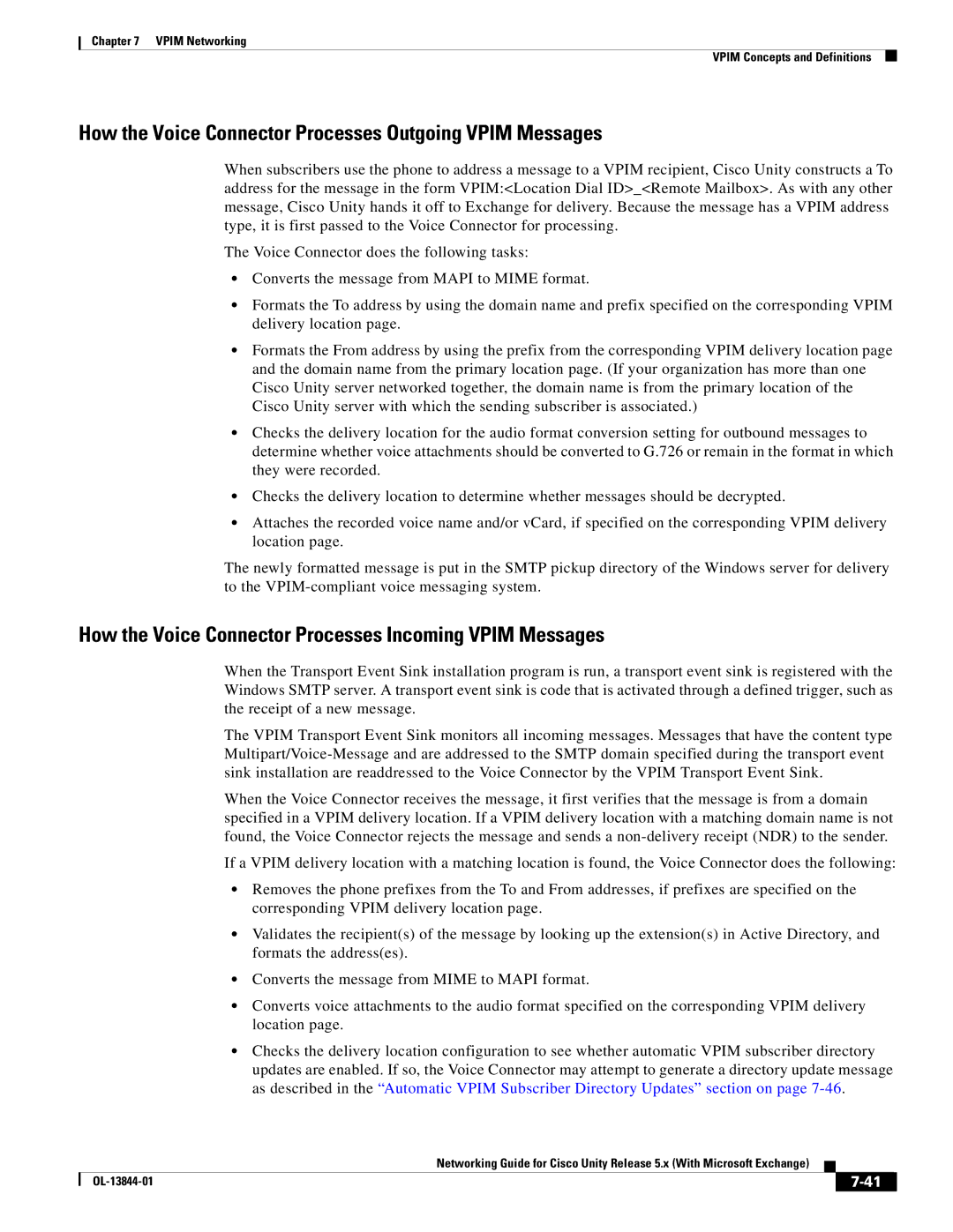 Cisco Systems 5.x manual How the Voice Connector Processes Outgoing Vpim Messages 