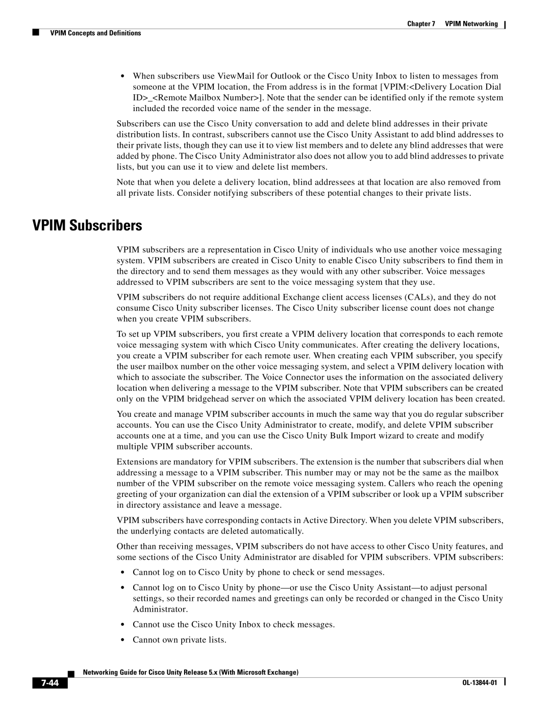 Cisco Systems 5.x manual Vpim Subscribers 