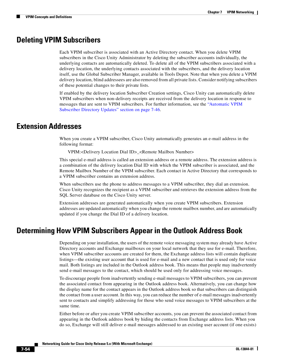 Cisco Systems 5.x manual Deleting Vpim Subscribers, Extension Addresses 