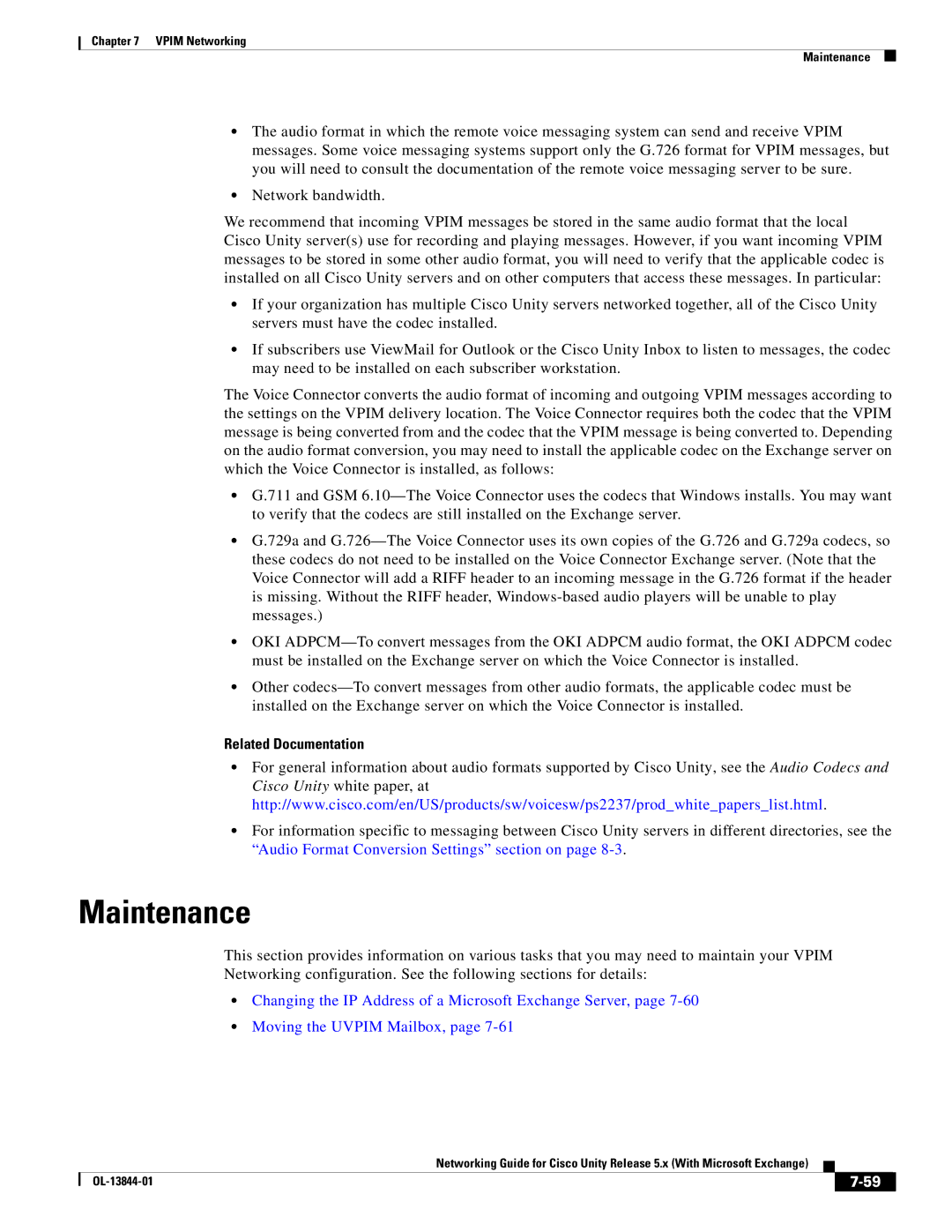 Cisco Systems 5.x manual Vpim Networking Maintenance 