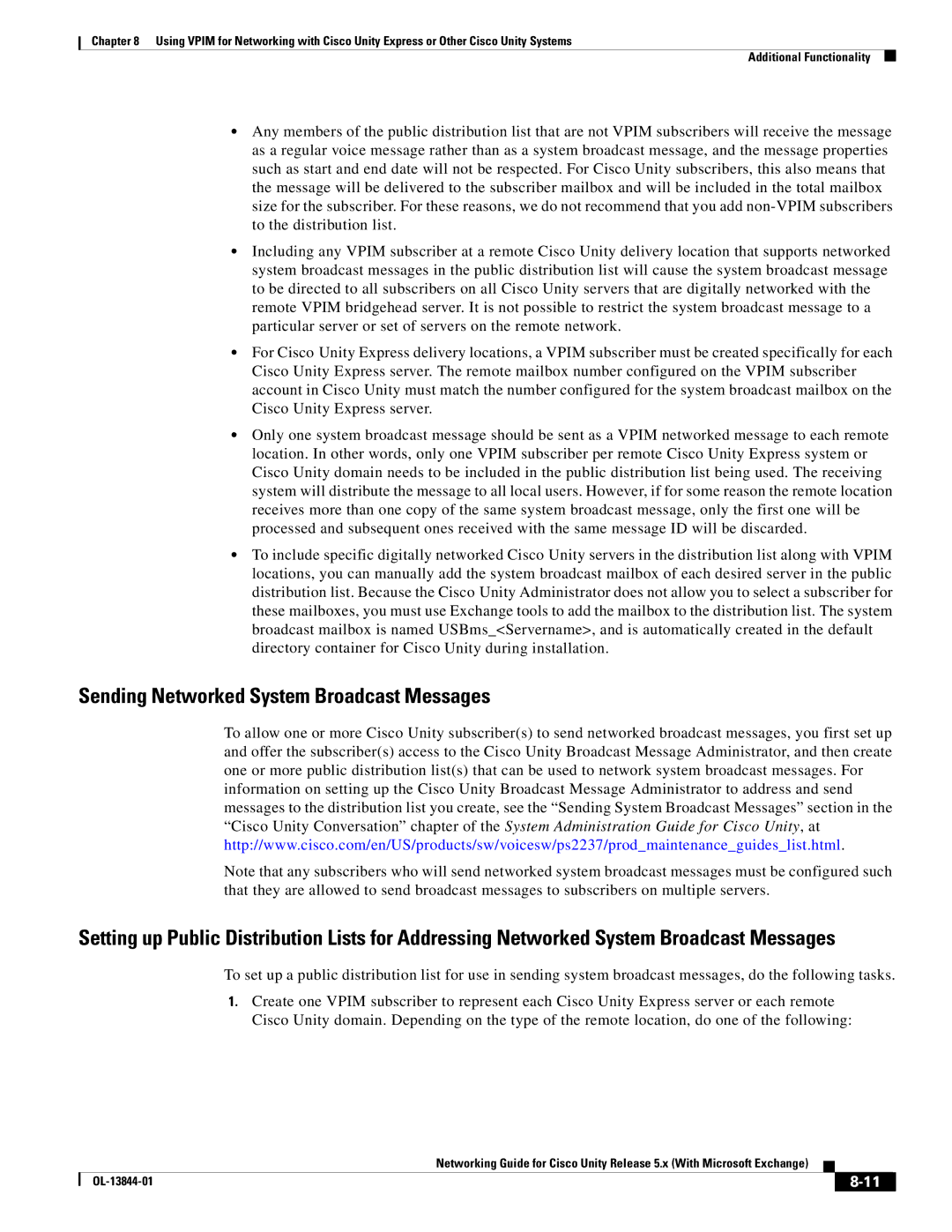 Cisco Systems 5.x manual Sending Networked System Broadcast Messages 