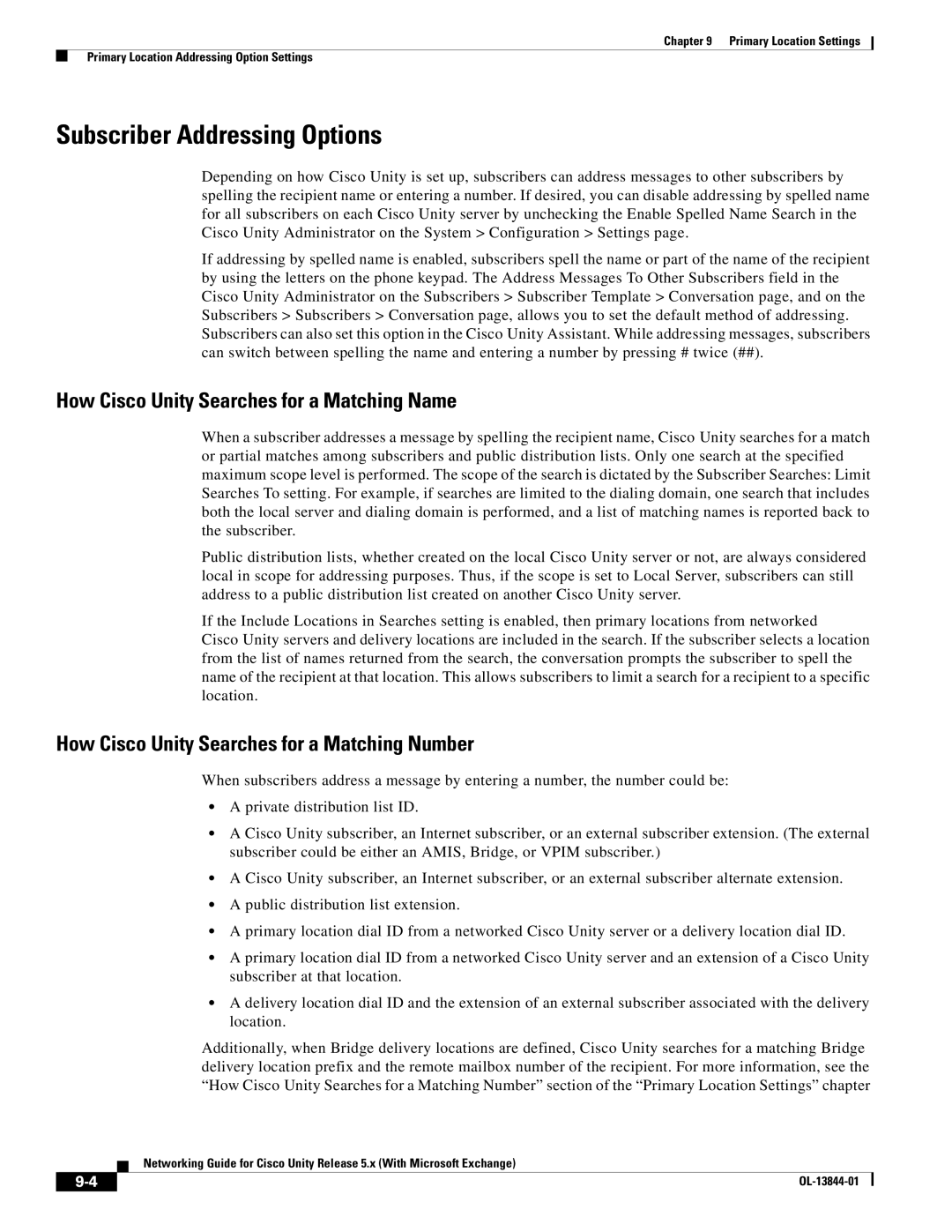 Cisco Systems 5.x manual Subscriber Addressing Options, How Cisco Unity Searches for a Matching Name 