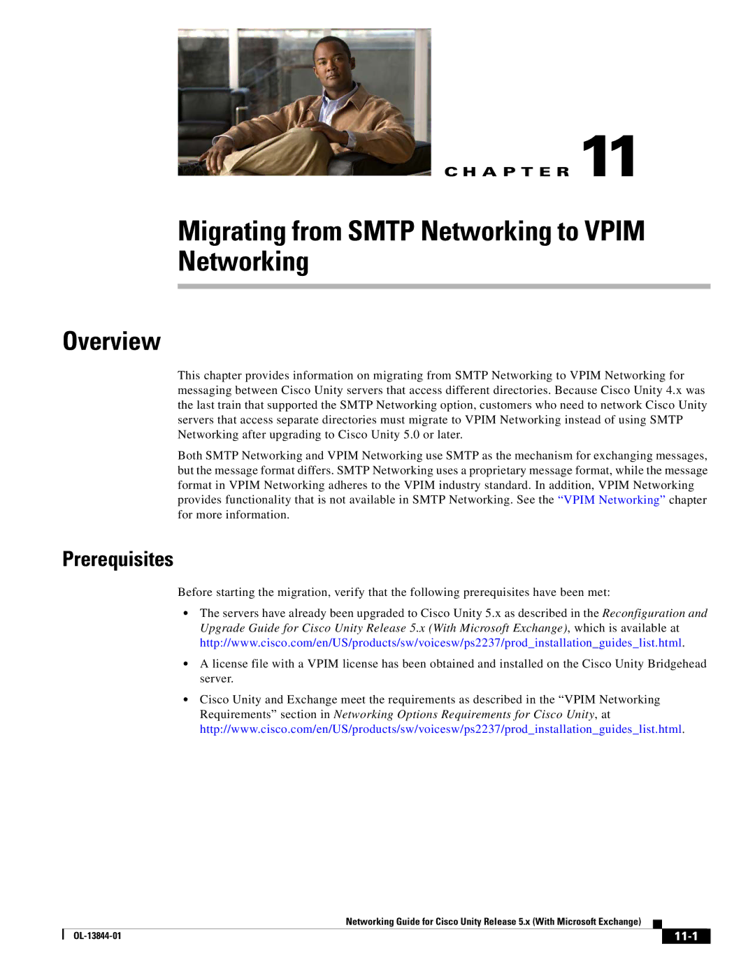 Cisco Systems 5.x manual Migrating from Smtp Networking to Vpim, 11-1 