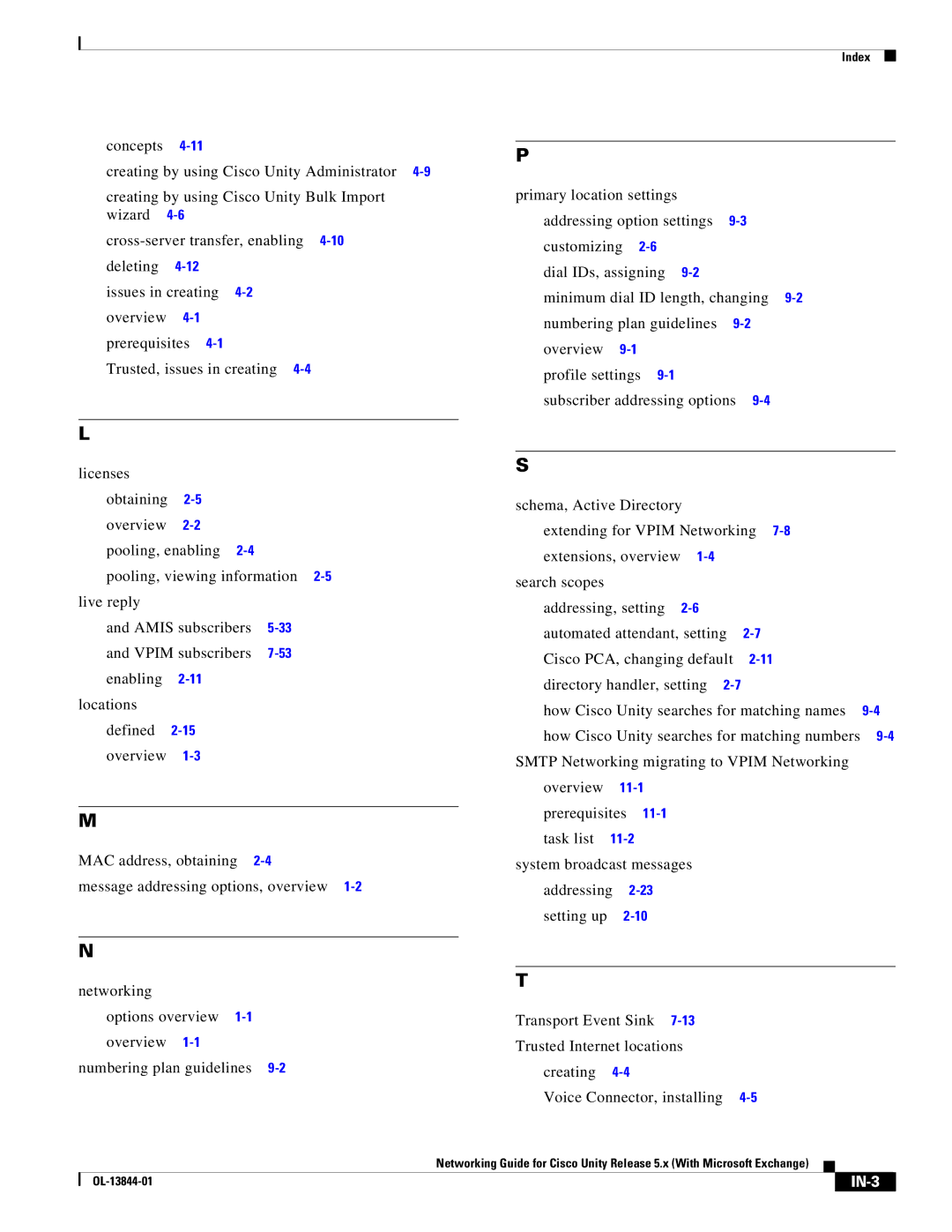 Cisco Systems 5.x manual IN-3 