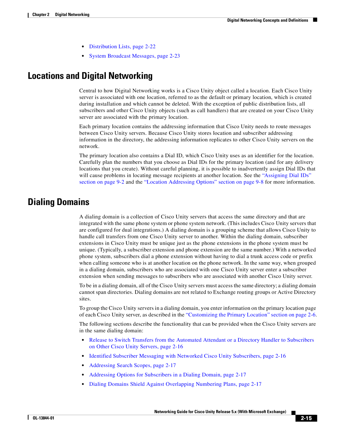 Cisco Systems 5.x manual Locations and Digital Networking, Dialing Domains 