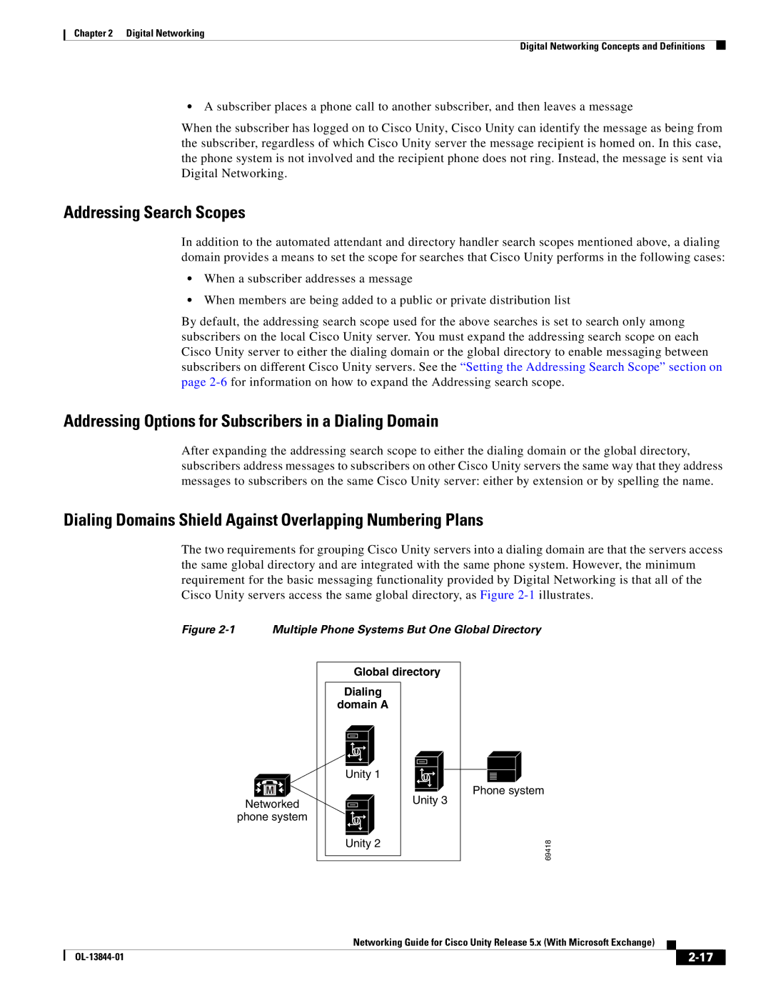 Cisco Systems 5.x manual Addressing Search Scopes, Addressing Options for Subscribers in a Dialing Domain 