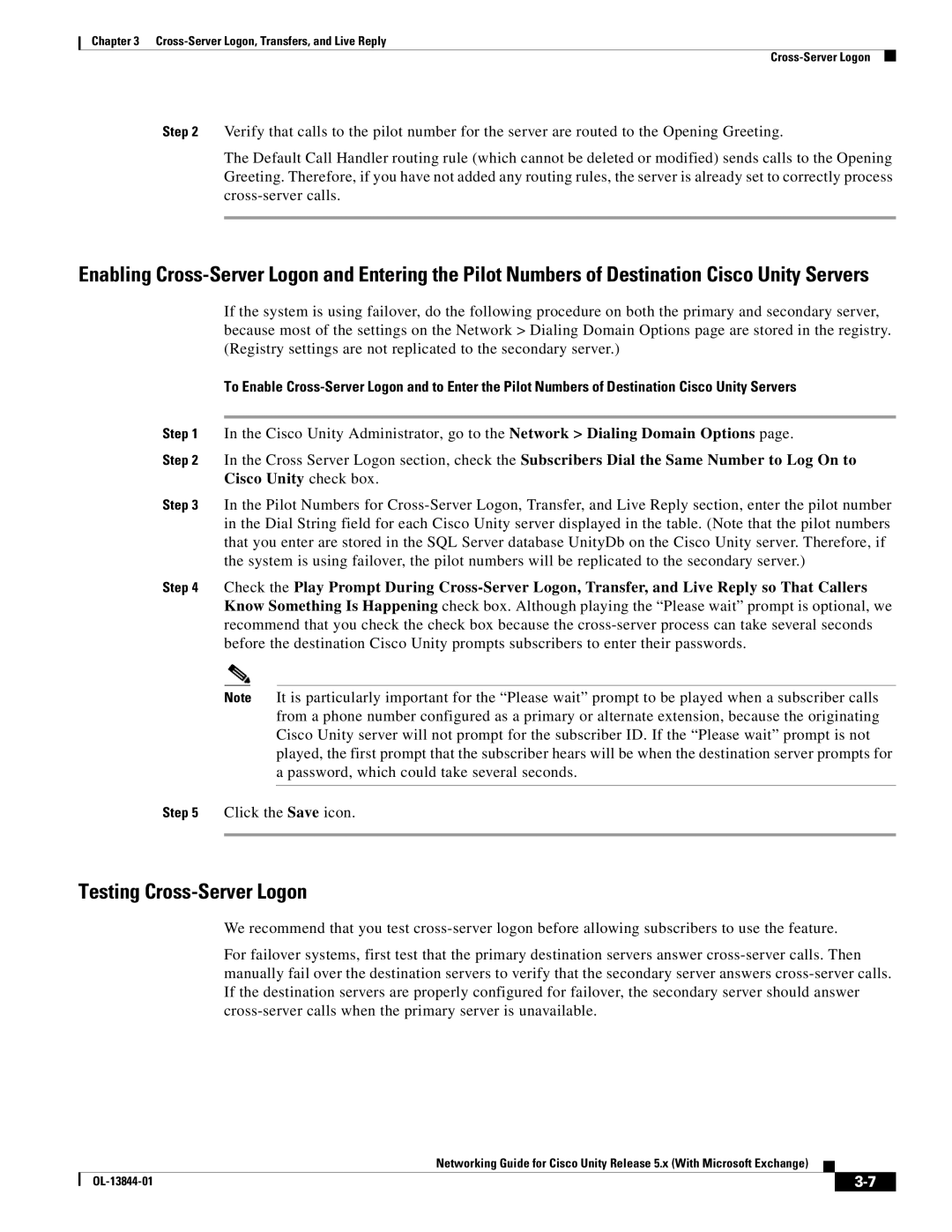 Cisco Systems 5.x manual Testing Cross-Server Logon 