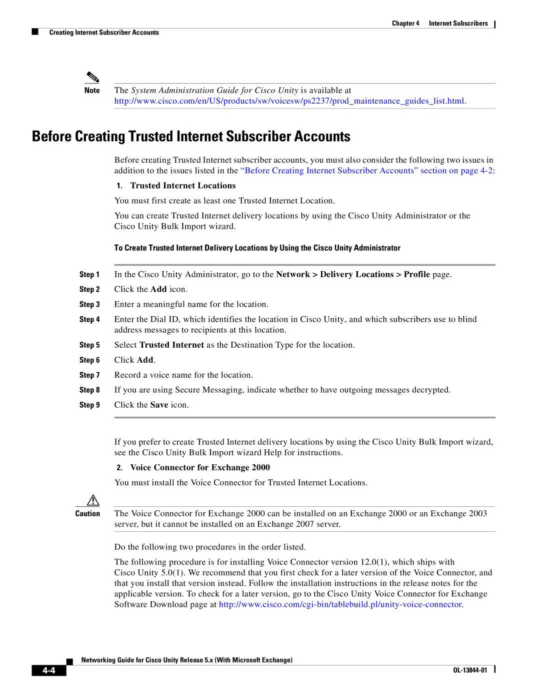 Cisco Systems 5.x manual Before Creating Trusted Internet Subscriber Accounts, Trusted Internet Locations 