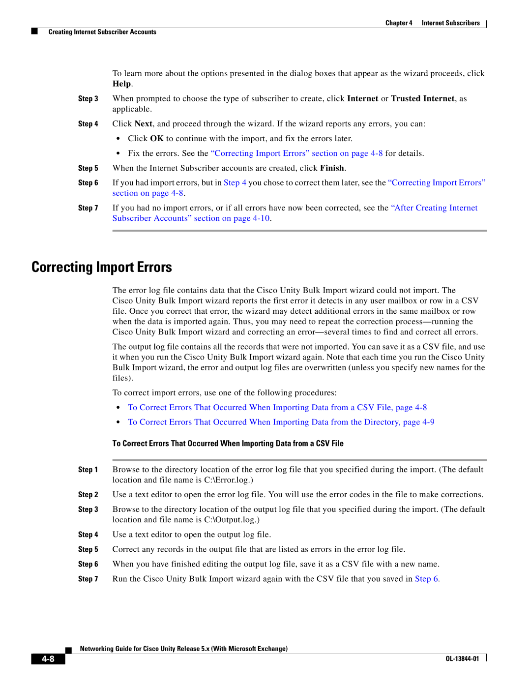 Cisco Systems 5.x manual Correcting Import Errors 