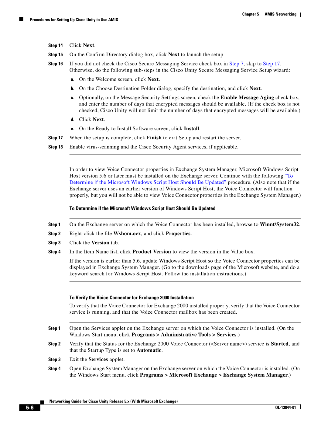 Cisco Systems 5.x manual To Verify the Voice Connector for Exchange 2000 Installation 