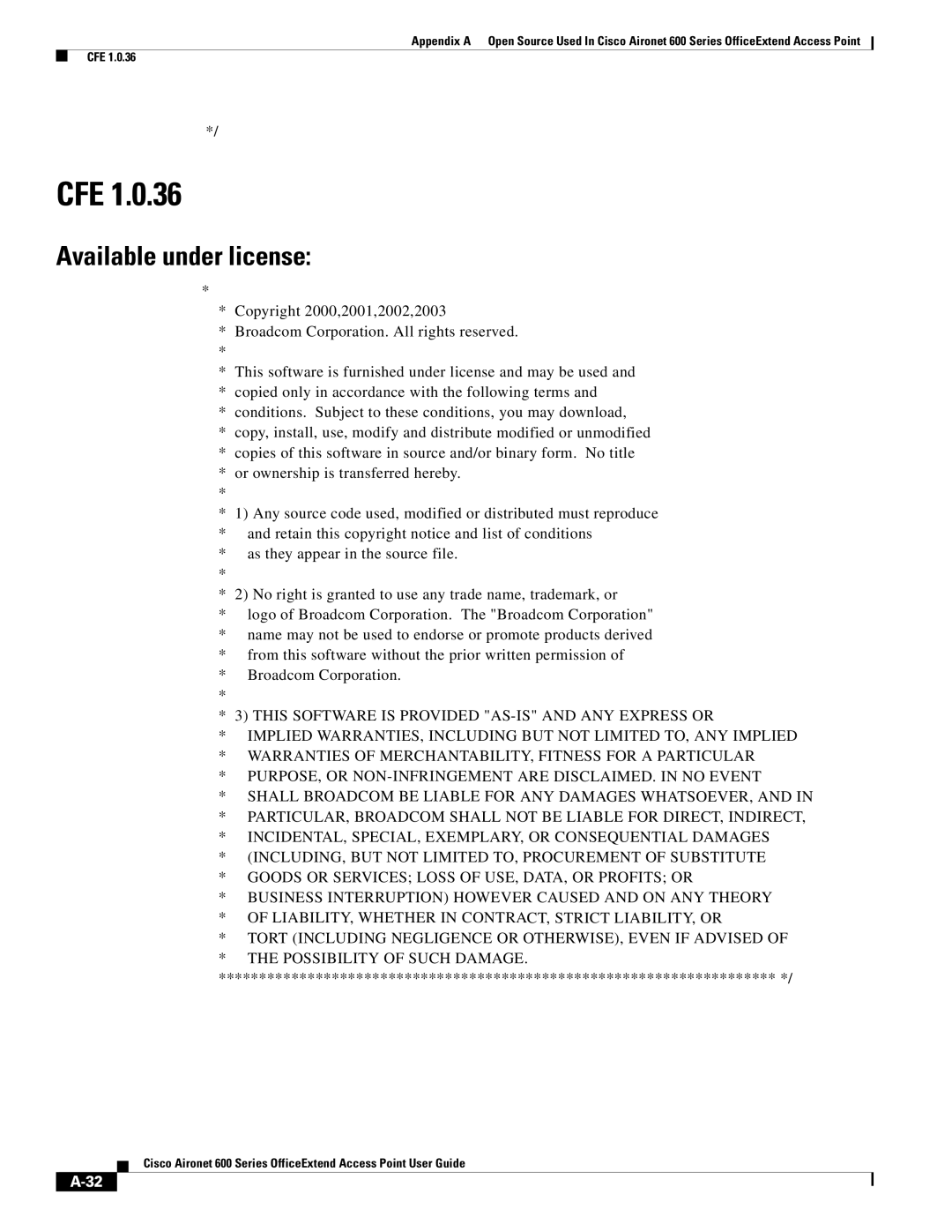 Cisco Systems 600 manual Cfe 