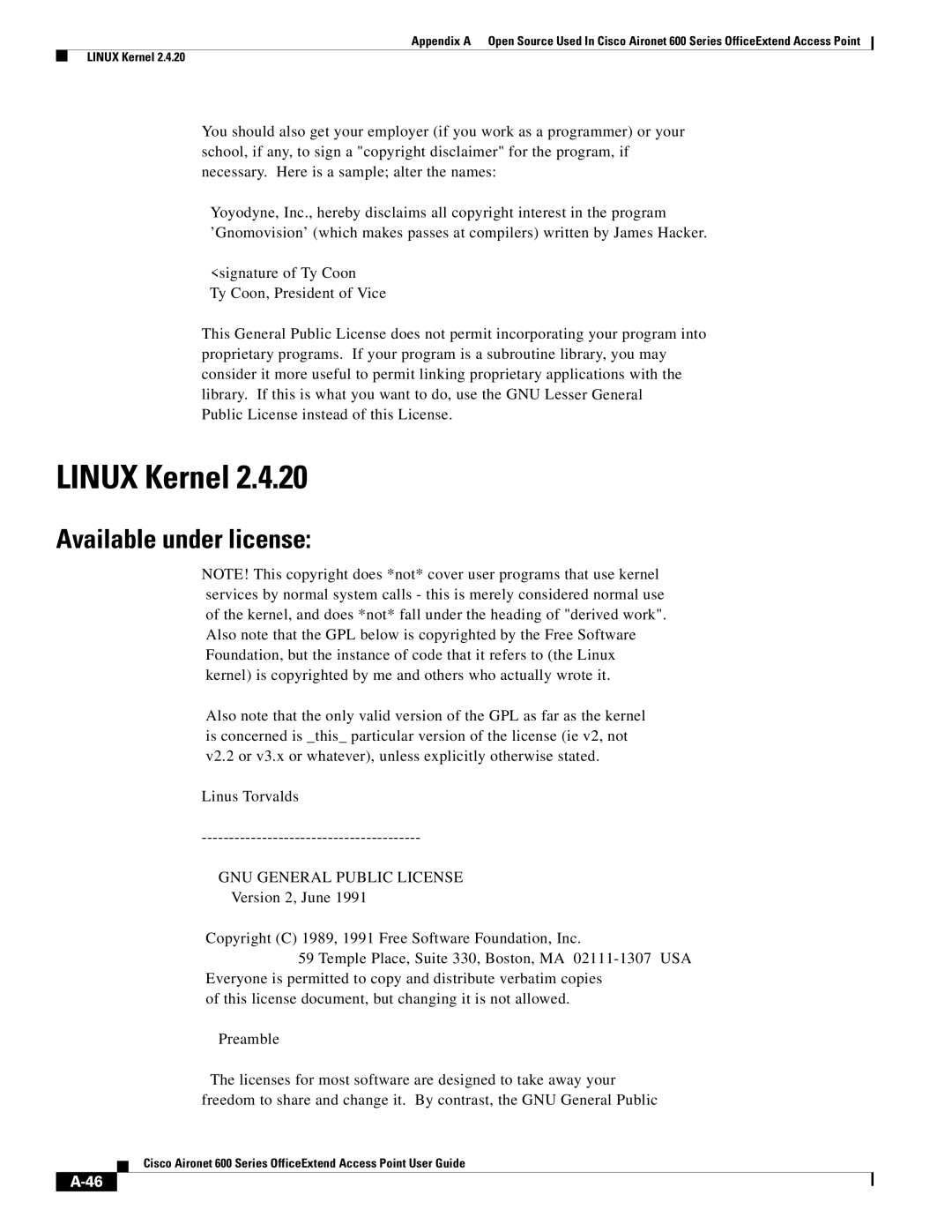 Cisco Systems 600 manual Linux Kernel 