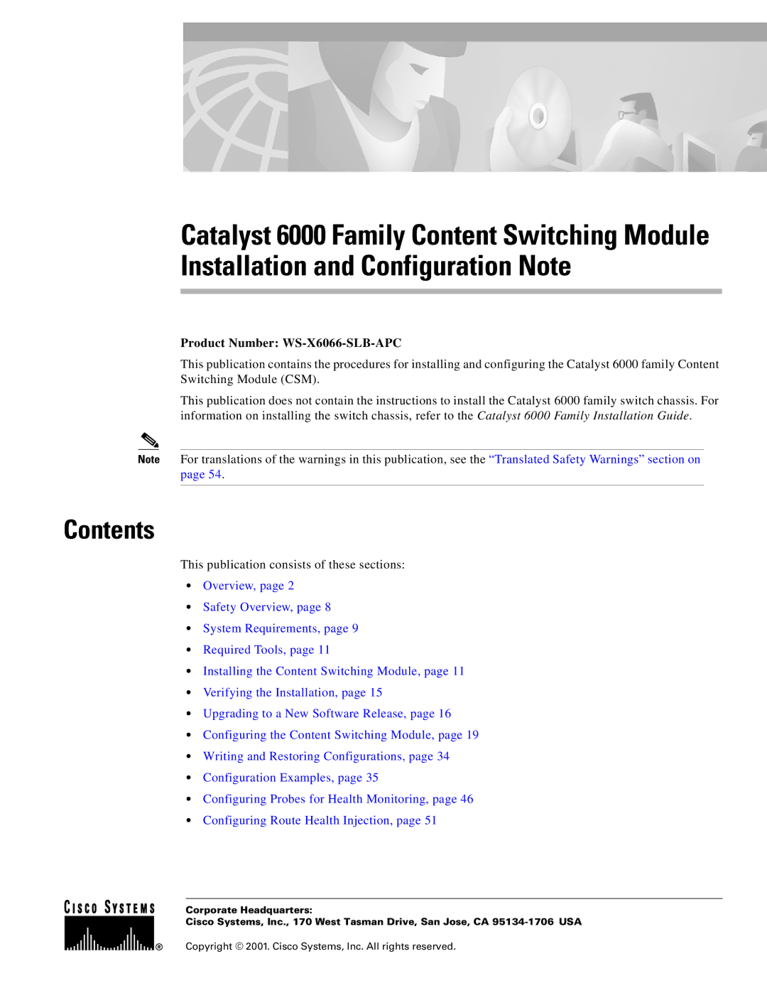 Cisco Systems 6000 manual Contents 