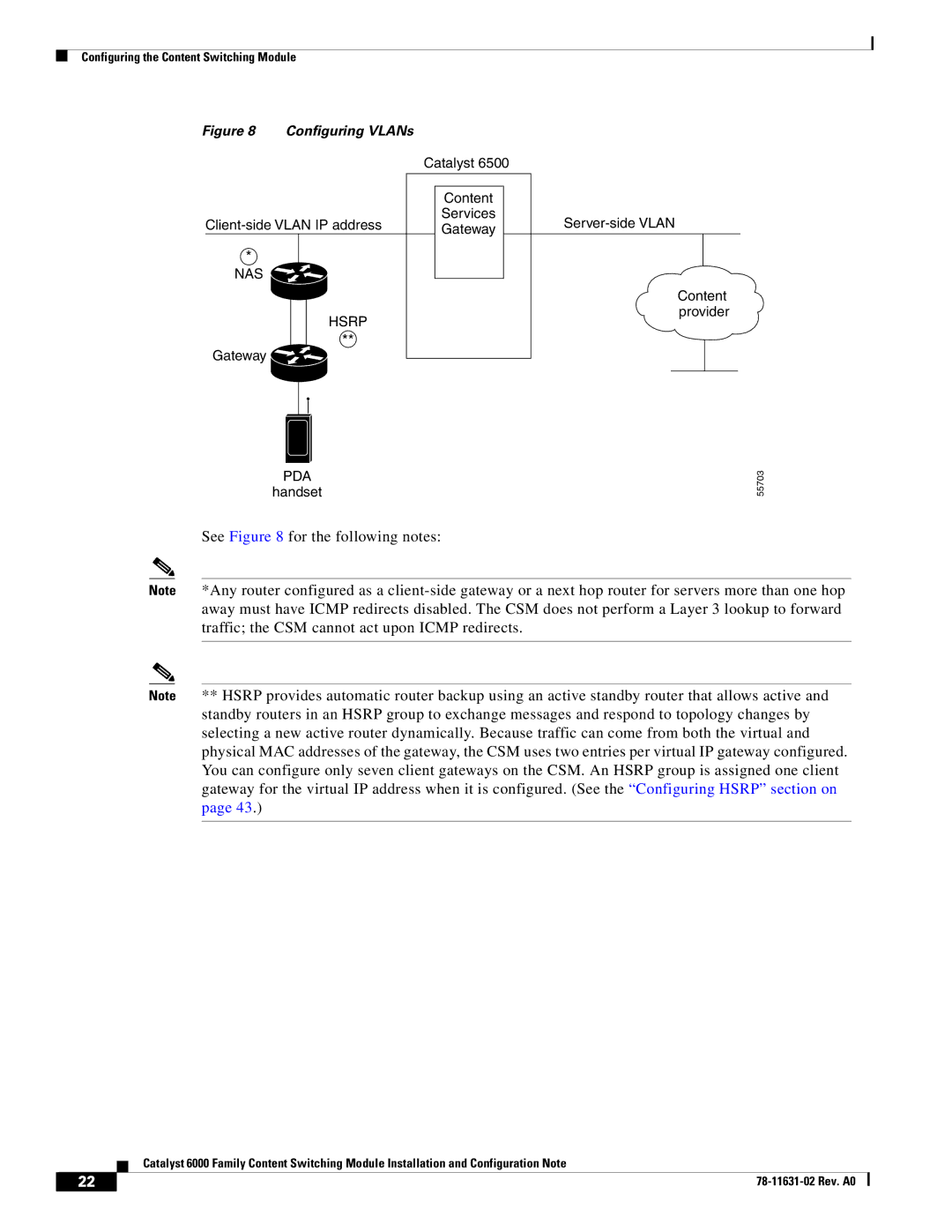 Cisco Systems 6000 manual See for the following notes, Configuring VLANs 