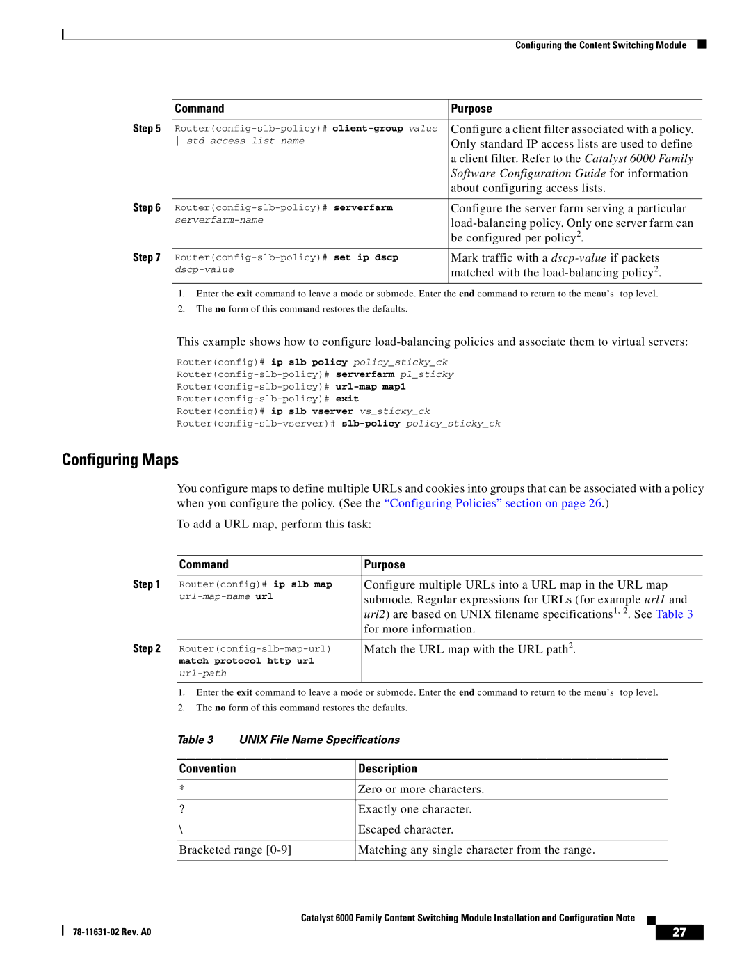 Cisco Systems 6000 manual Configuring Maps 