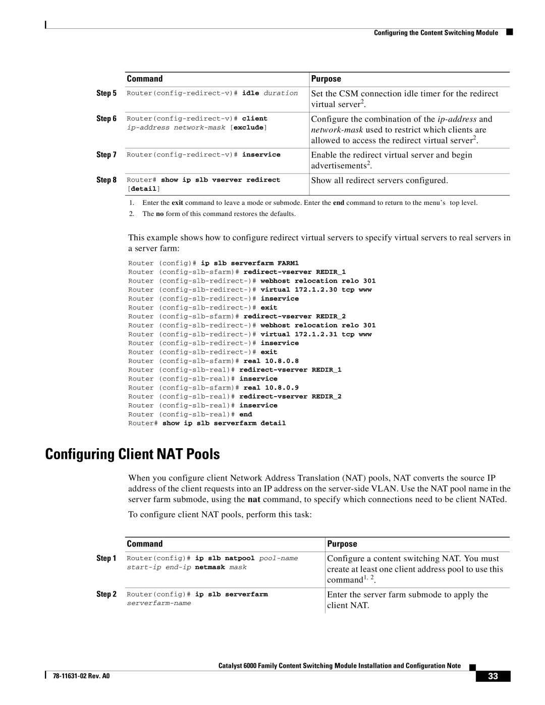 Cisco Systems 6000 manual Configuring Client NAT Pools 