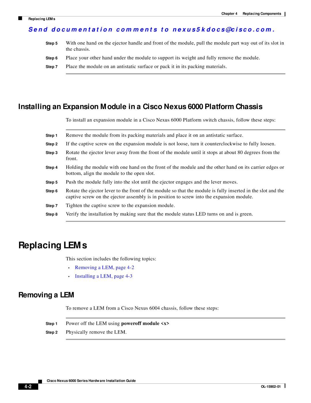 Cisco Systems N6000, N6004SBUNP1L, N6KC600496Q, N6001SBUNP1, N6KC600164P manual Replacing LEMs, Removing a LEM 