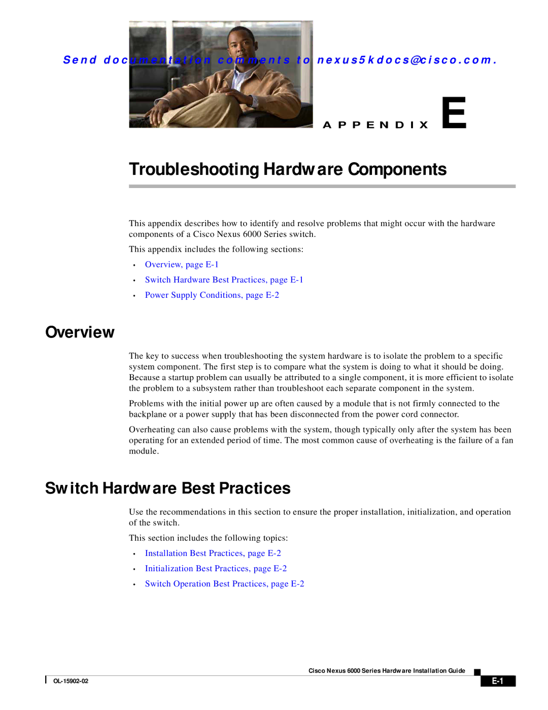 Cisco Systems N6KC600164P, N6004SBUNP1L Troubleshooting Hardware Components, Overview, Switch Hardware Best Practices 