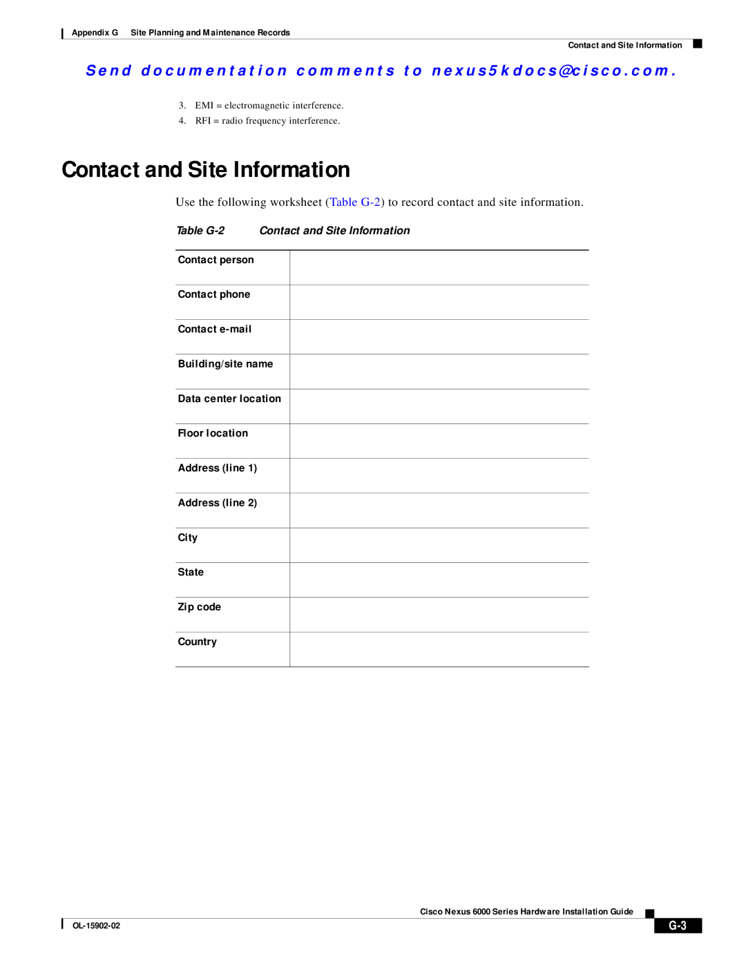 Cisco Systems N6004SBUNP1L, N6KC600496Q, N6001SBUNP1, N6000, N6KC600164P manual Contact and Site Information 